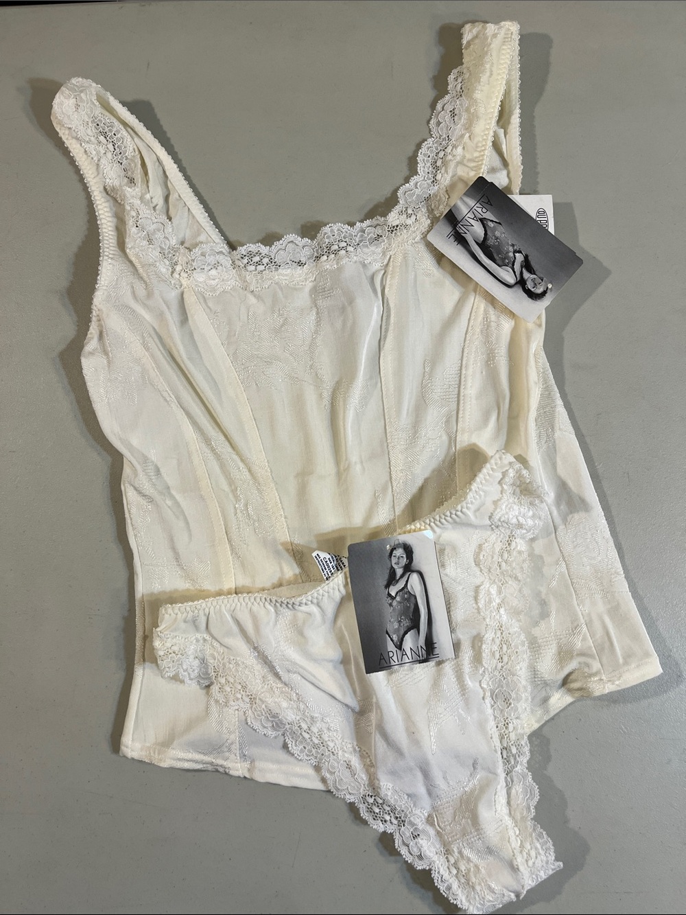 Arianne Cream Lace-Trim Camisole & Bikini Brief Set